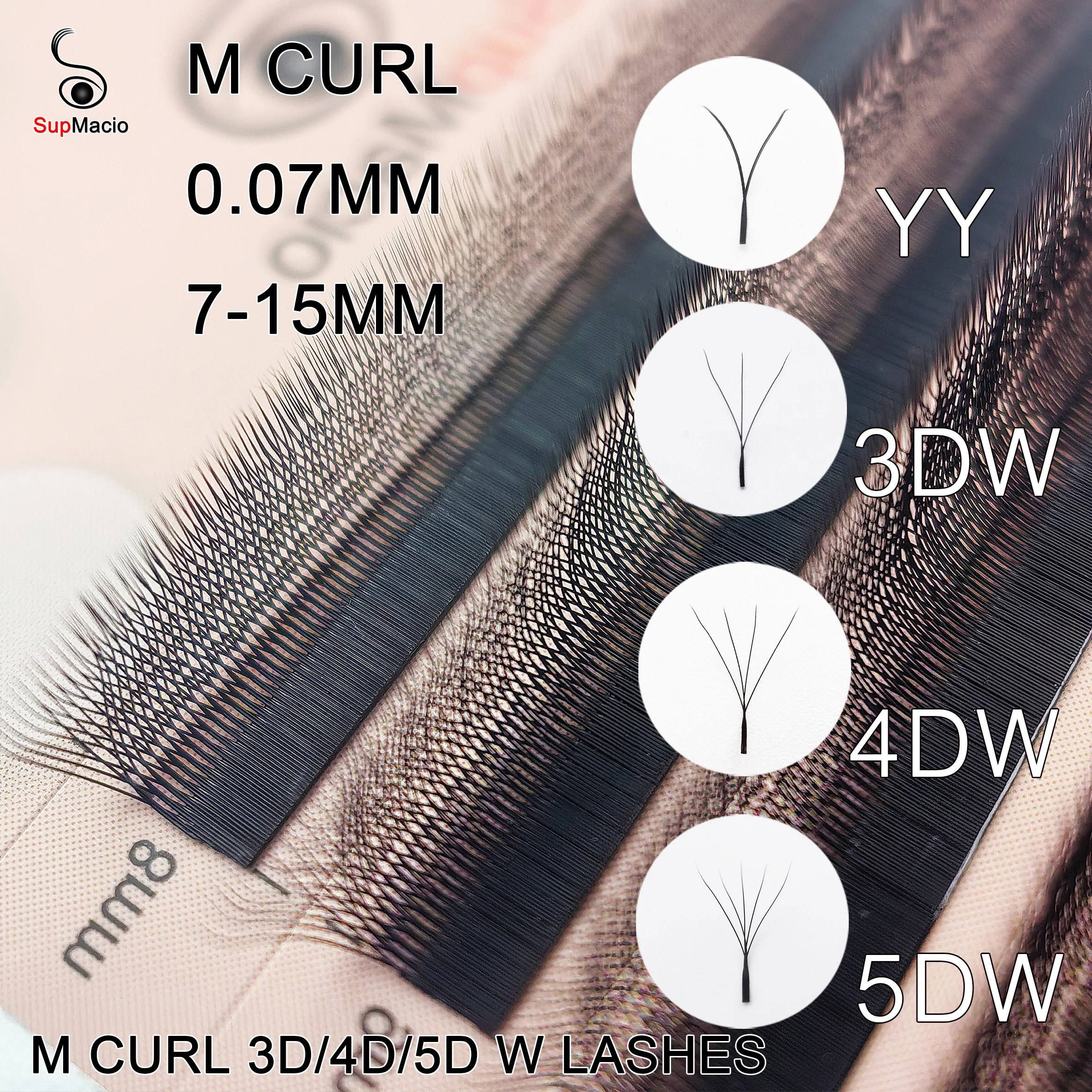 

SUPMACIO 2D/YY 3D 4D 5D W Lashes LU/M Curl W Shape Eyelash Extension Hand Woven Soft W-Shape 12 Lines Mesh False Lashes