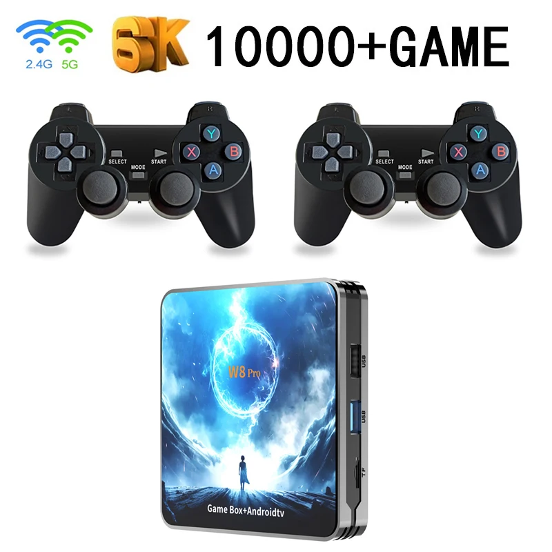 W8 Pro Game Box 10000+ GAMES Android14 HD 6K Game Console 8GB 128GB WiFi 5G 4G Wireless Controller AIIwinner H313 Smart Game box