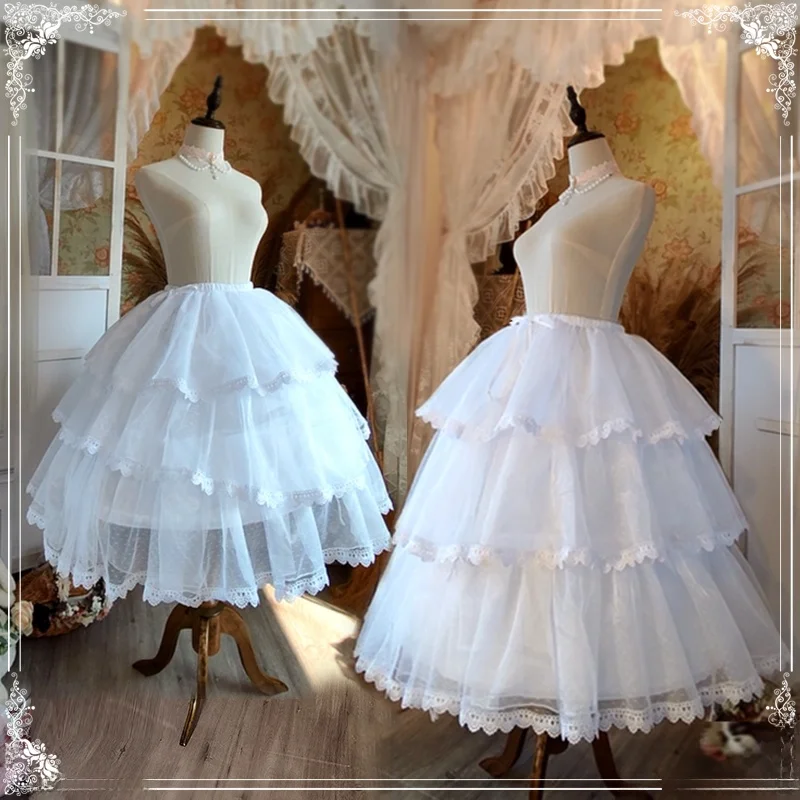 

Регулируемая по длине подкладка для пышной юбки (50-70 см) в стиле Лолита, с каркасом из каркасной тесьмы, средней длины, для свадебных платьев, для девочек и женщин