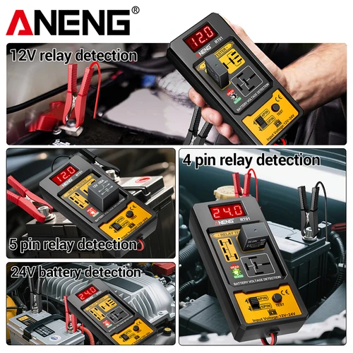 Imagen 2 del producto Detector de relé Universal, luz indicadora LED, 11-25V, prueba de relé de coche, comprobador de batería, herramienta de diagnóstico de análisis de enchufe de 4/5 pies ﻿
