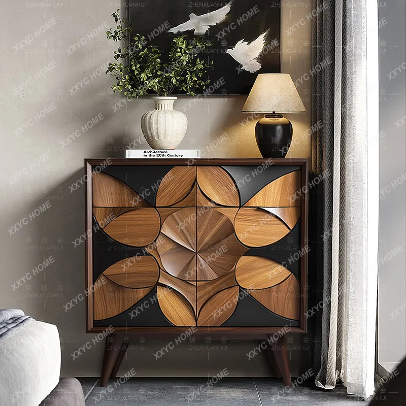 

Medieval solid wood shoe cabinet, living room against the wall locker at the entrance of the home