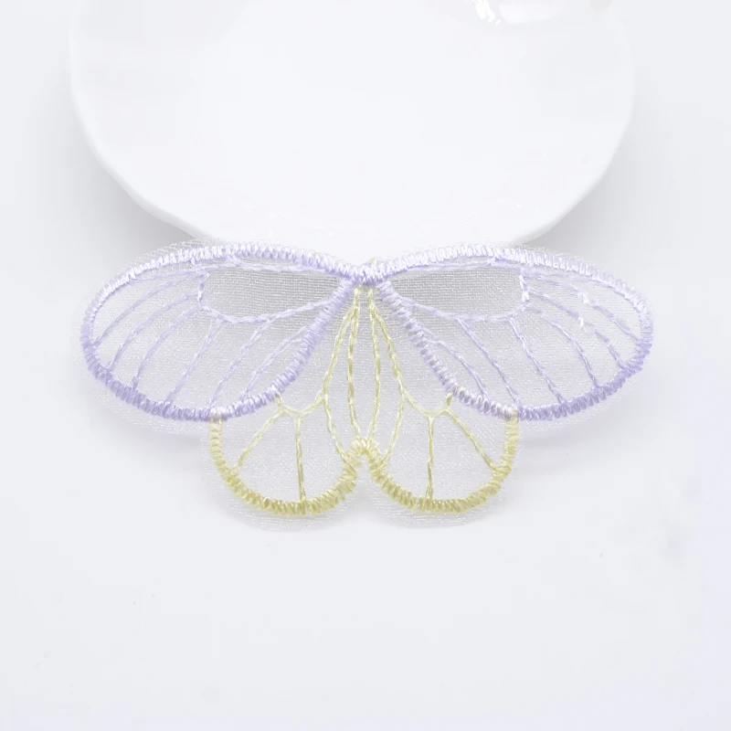 10Pcs 70*35mm Exquisite Embroidered Mesh Butterfly Wings for DIY Headwear Hair Clips Decor Clothes Hat Shoes Patches Accessories