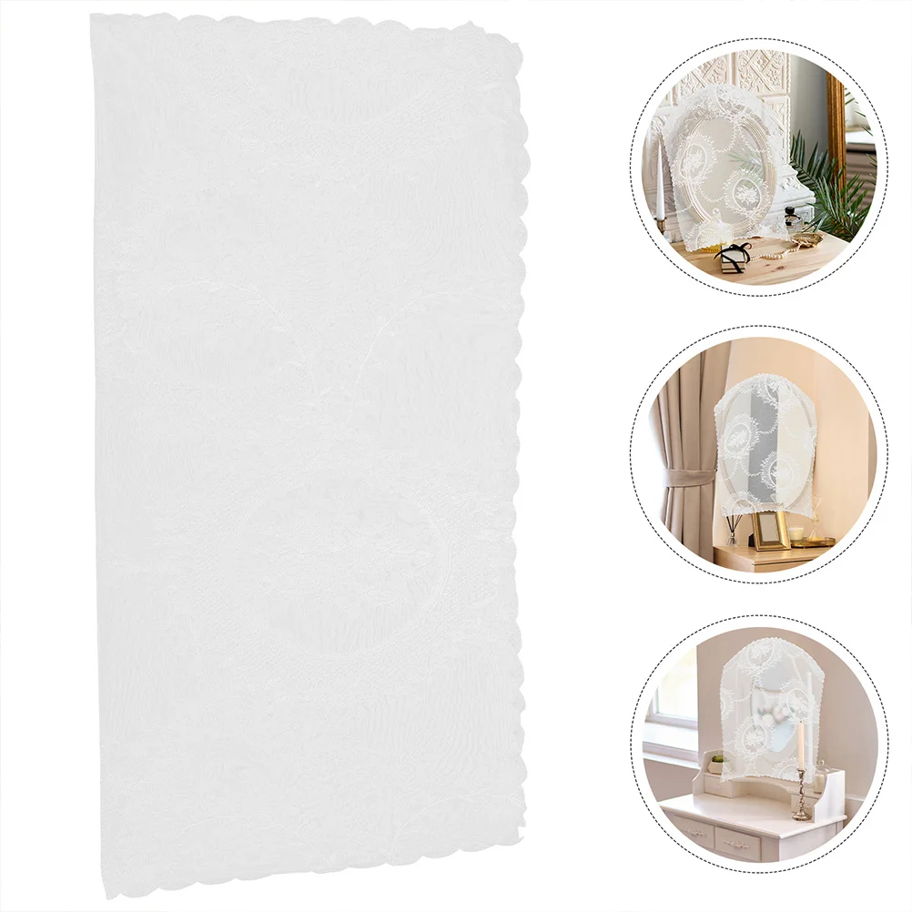 

2Pcs Soft European Style Mirror Lace Covers Embroidered Dressing Table Mirror Protective Cloth Doilies