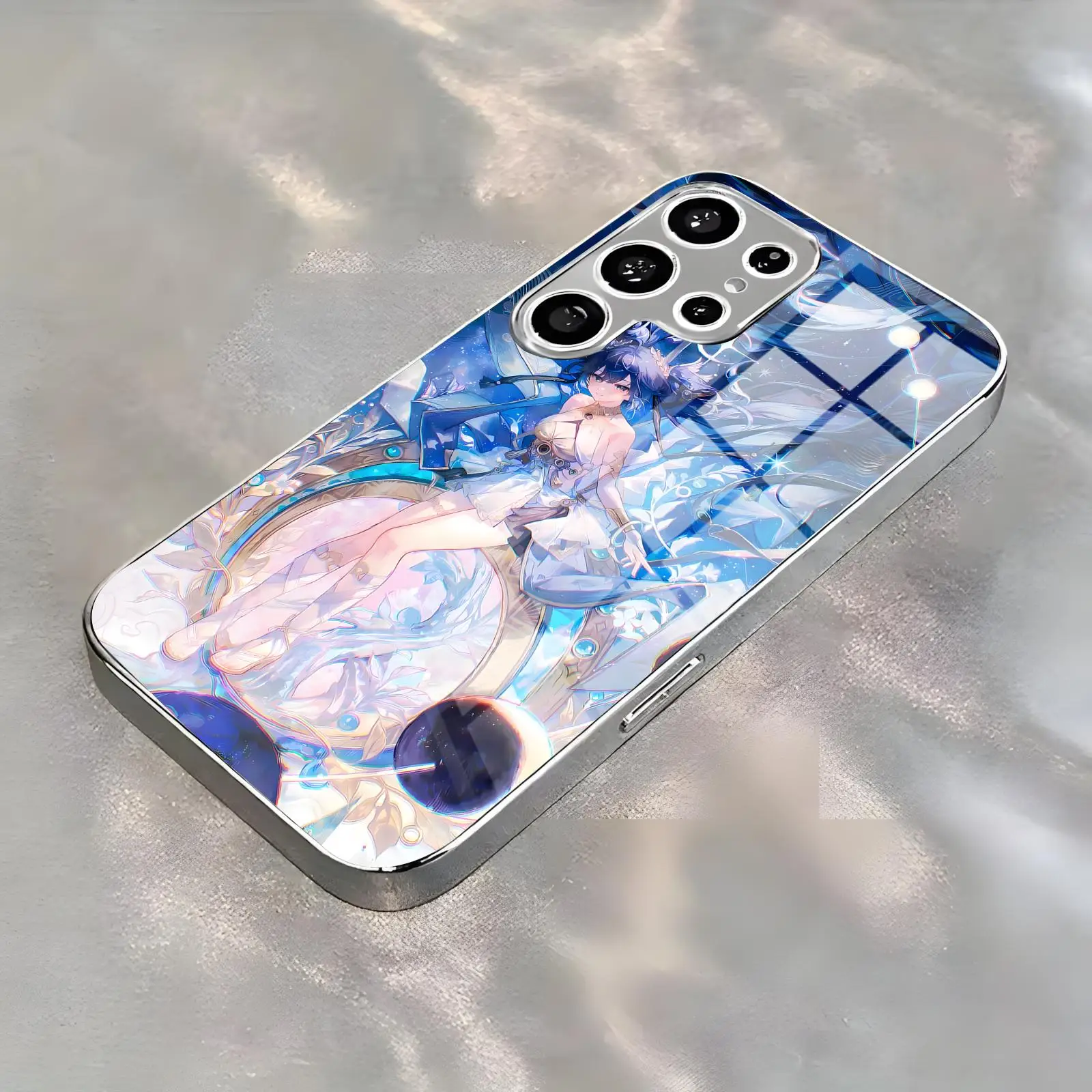 Phone Case For Samsung S26 S25 S24 S23 S22 S21 Plus Ultra Note20 Electroplated glass Phone Case Wuthering Waves IUNO view 4