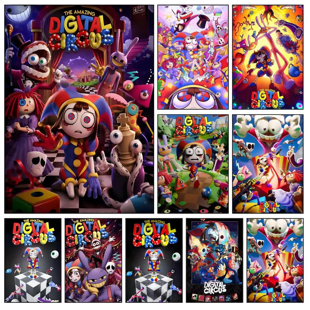 Animation A-Amazing D-Digital Circus Poster Waterproof HD Modern Peel And Stick Wall Decor Living Room Dorm Garage