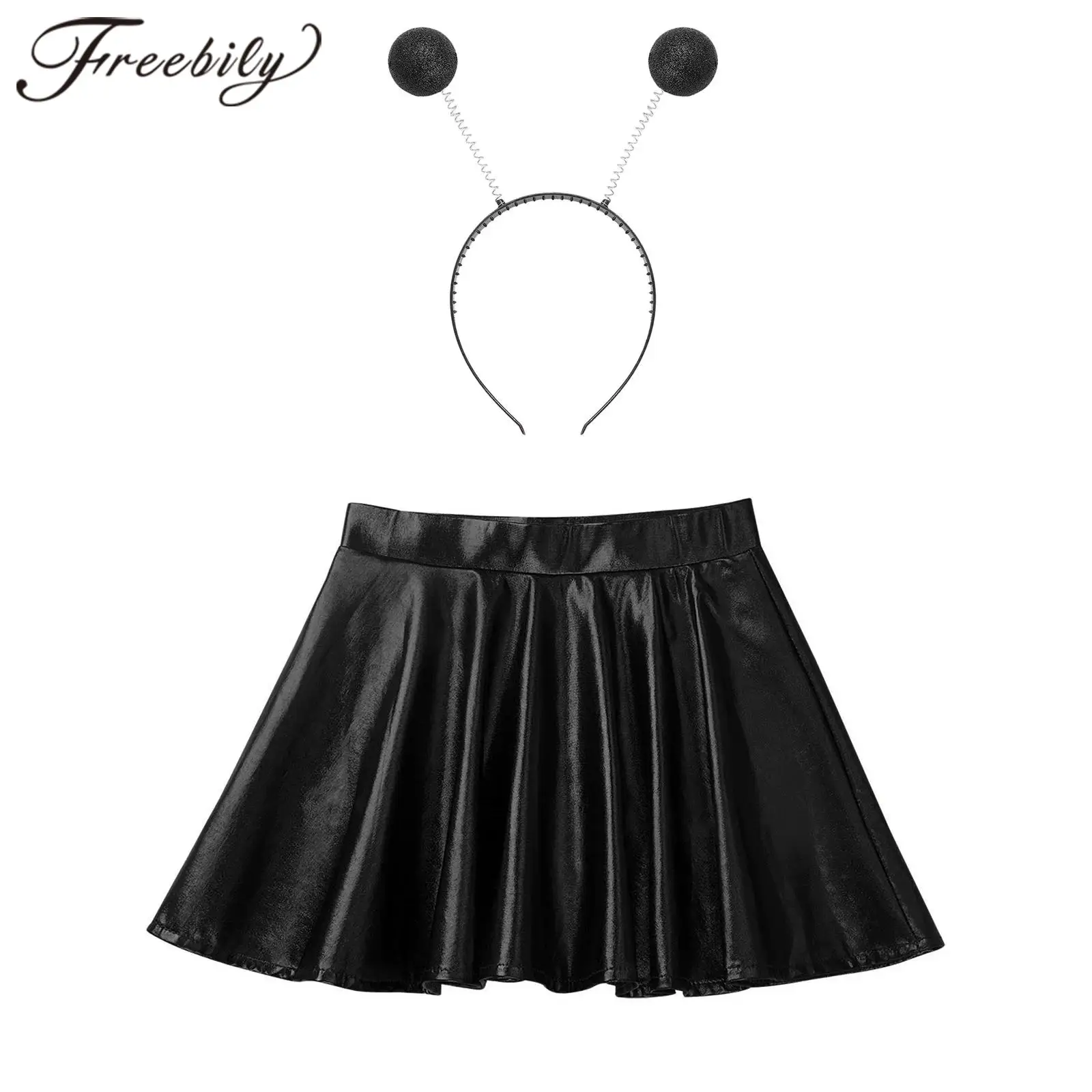 

Детские плиссированные мини-юбки для танцев, глянцевые костюмы в стиле инопланетян, металлические наряды для тематических вечеринок, школьных выступлений и сценических представлений