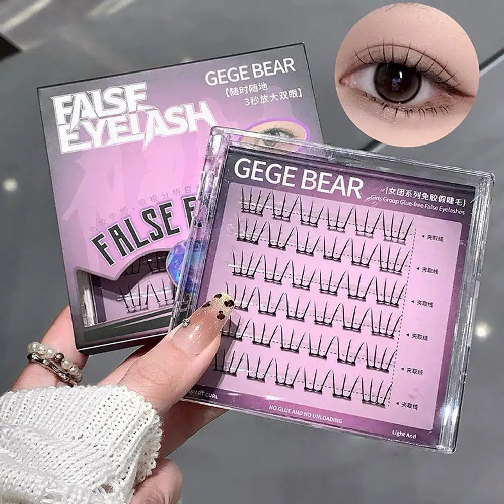 Glue-Free False Eyelashes Idol Series Kpop Style Natural Look Lashes Lightweight Curly Wispy & Fluffy Eye-Enlarging Makeup tool