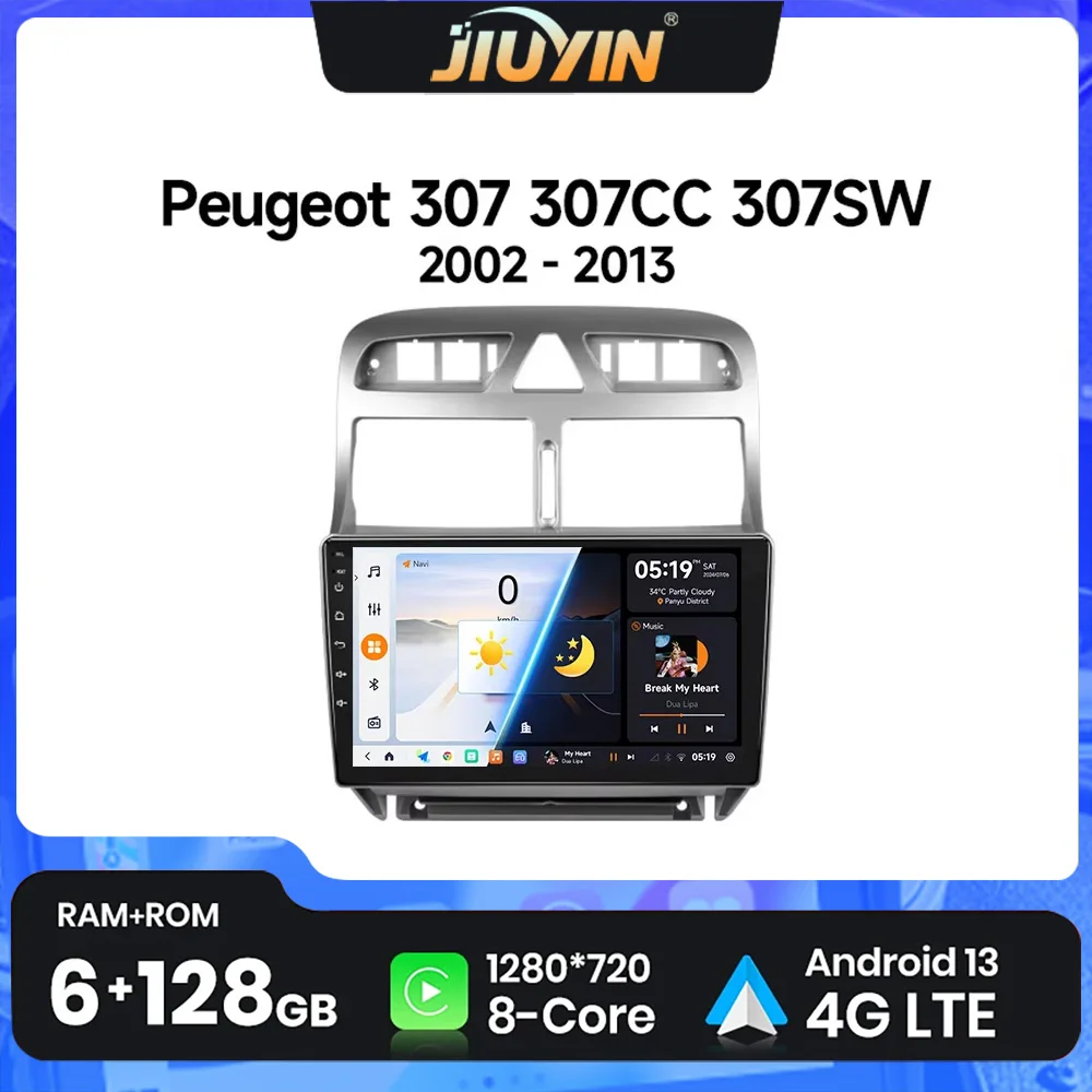 JIUYIN 9 inch Car Radio For Peugeot 307 307CC 307SW 2002 - 2013 wireless CarPlay Android Auto car intelligent No 2 din 2din DVD