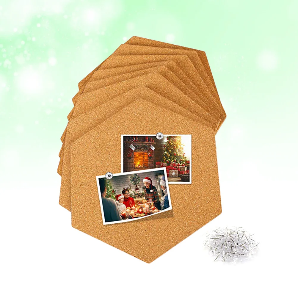 

8Pcs Self-Adhesive Hexagon Cork Boards Brown Photo Wall Message Boards Stylish Office Home Decoration Background