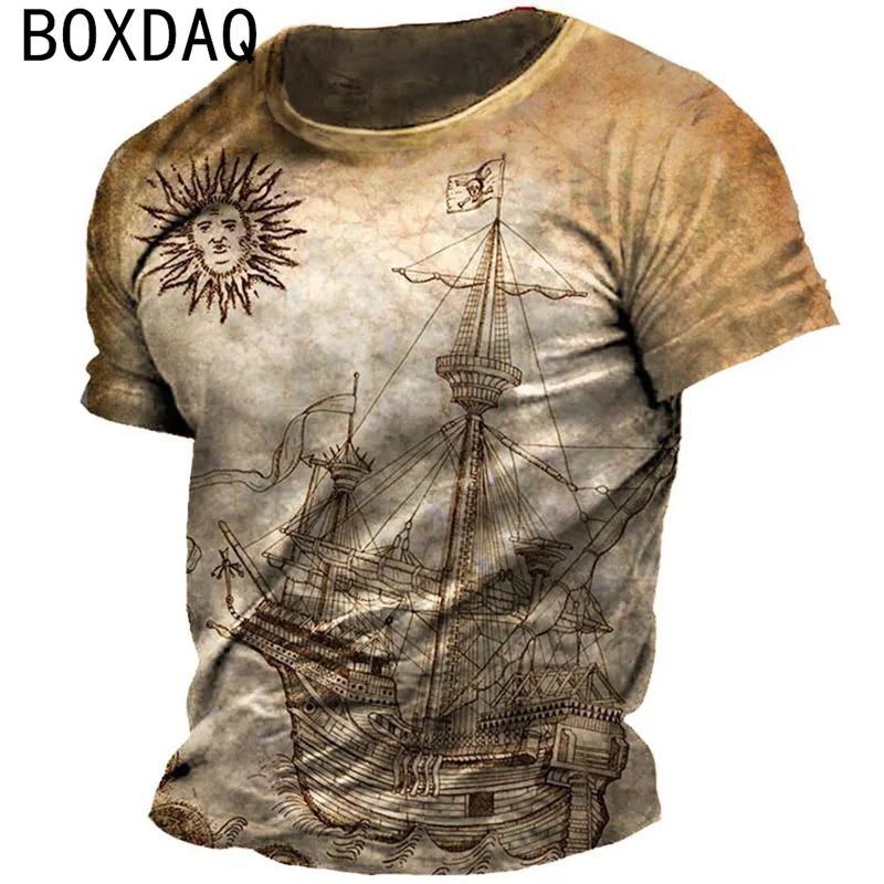 Knights Templar Pattern Tops Fashion Cool Street Personality T-Shirts Summer Short Sleeve O-Neck Loose Tops Big Size Casual Tee