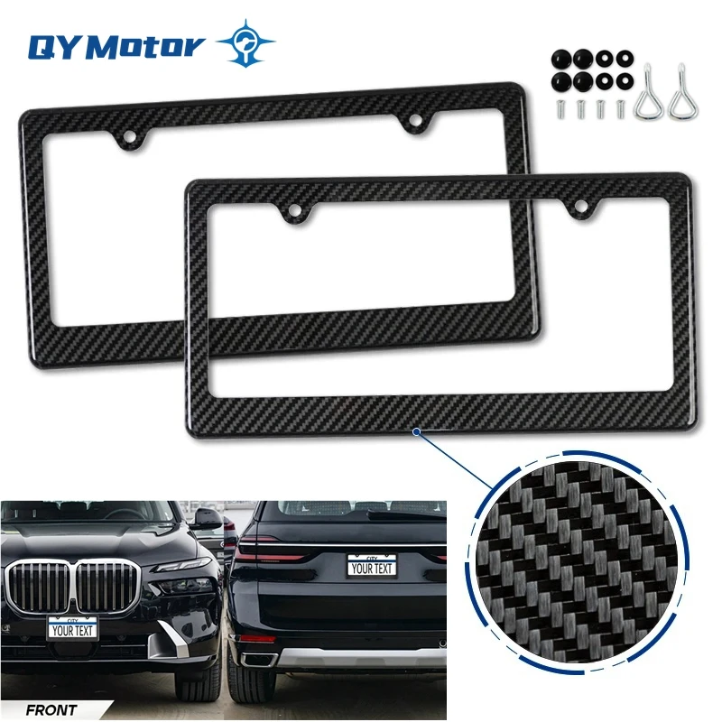 

Real Carbon Fiber License Plate Frame Protection Work For American and Canadian Number Plate Trim Decoration Forged Carbon Cover