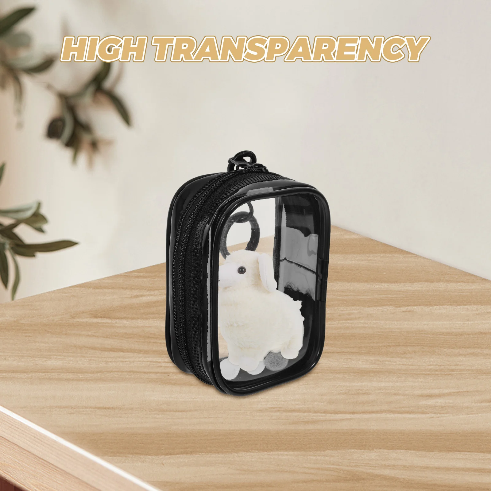 

Pvc 3D Keychain Mini Figures Display Case Clear Figure Bag Storage Organizer Pompom Ball Collectibles Transparent