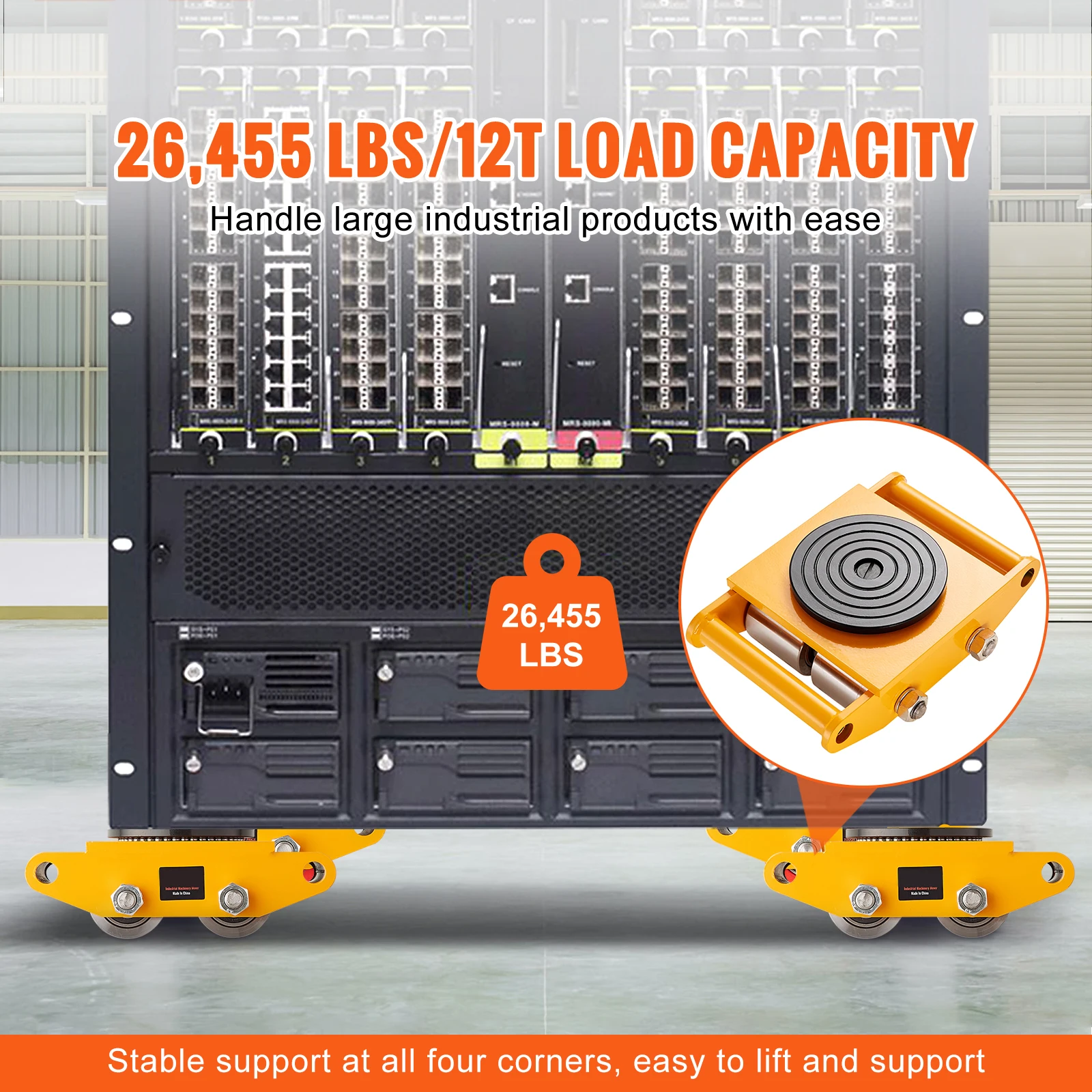 محرك SucceBuy 6/8/12T Machinery Skate Dolly Industrial مع 4 عجلات PU و360 °   غطاء غير قابل للانزلاق لمصنع ورشة عمل المستودعات