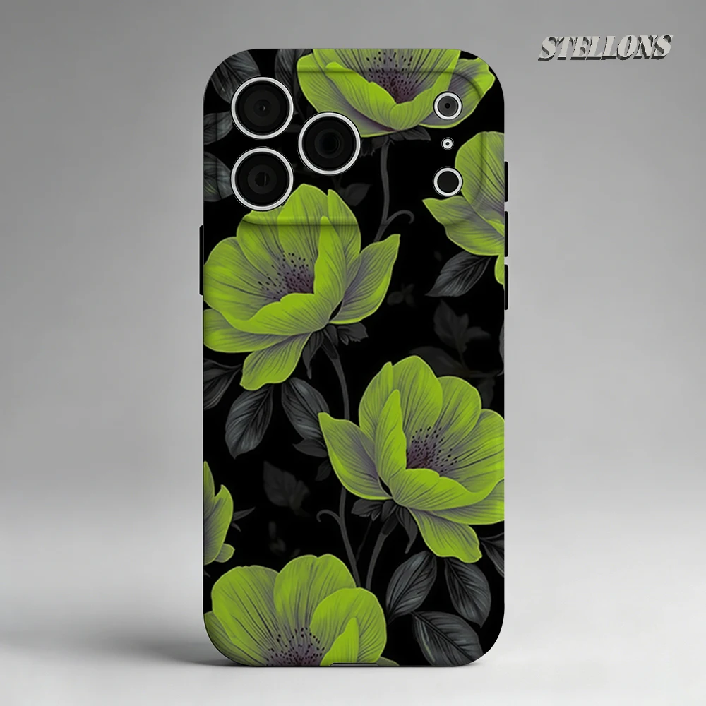 Funda para iPhone 18 con Diseño Floral Lime, Doble Capa, Compatible con iPhone 17, 16, 15, 14, 13 y 12, Imprescindible para Pro Max Plus