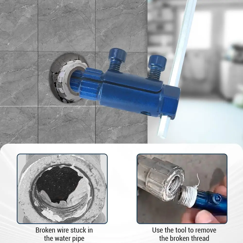 Broken Pipe Thread Extractor 1/2-3/4-1inch Pipe Thread Repair Tool for Faucets Angle Valves Pipe Broken Thread Removal Tool