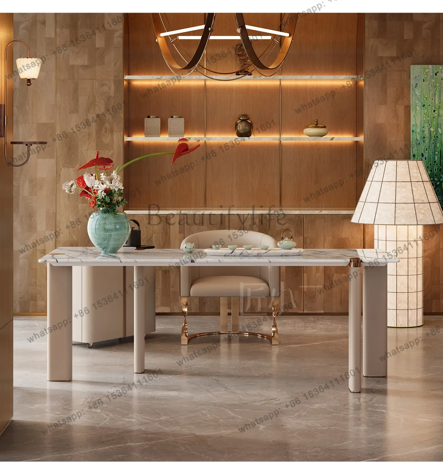 Luxury Natural Luxury Stone Dining Table High-end Tea Table Senior Designer New Model