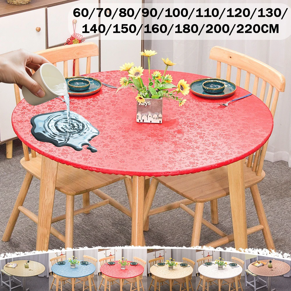 

Heat-Resistant Round Tablecloth Elastic Edged Waterproof Oil-Proof Table Covers for Outdoor Camping Wedding Hotel Banquet Party