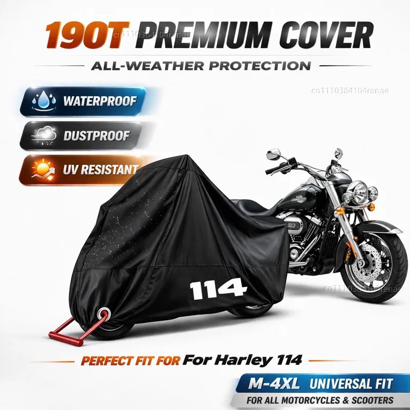 

For Harley Softail Fat Boy 114 FLFB FLFBS Street Bob 2018-2025 2024 190T Motorcycle Cover Waterproof Dustproof UV Protection