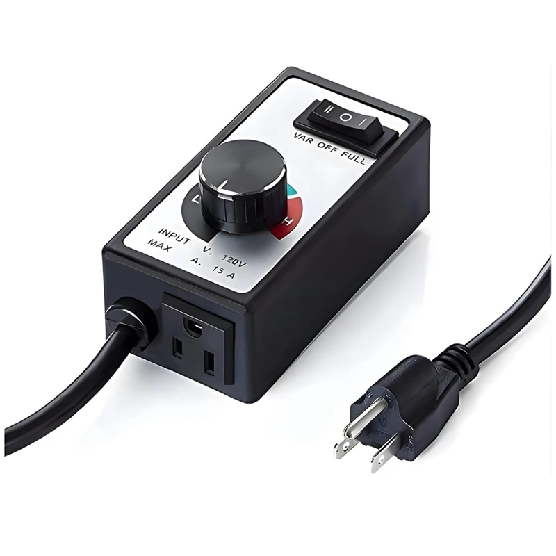 AT02-US PLUG,AC Motor Speed Controller 120V 15A Max Electronic Fan Speed Controller Variable Adjuster For Exhaust Ceiling Fan