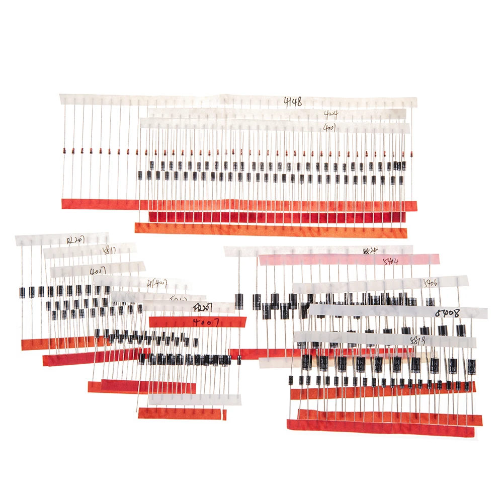200PCS 14Values DIP Diode Kit 1N4148 1N4007 1N5404 for Electronics Projects 1N5404 1N5406 1N5408 RL207 UF4007 1N5817 1N5819