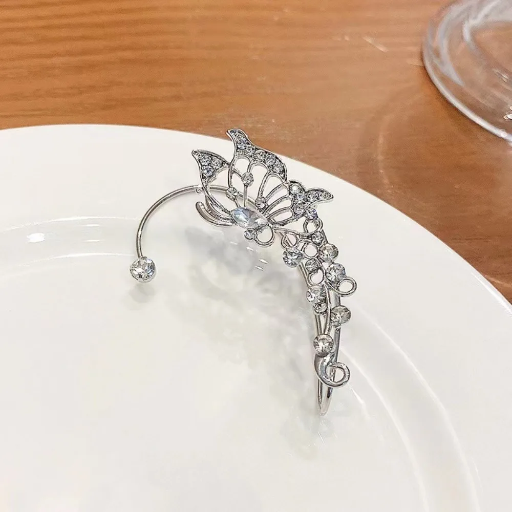 تألق كريستال قزم فراشة الأذن الكفة دون ثقب كليب أقراط مشبك الأذن الأنيقة للنساء رائعة الأذن الكفة