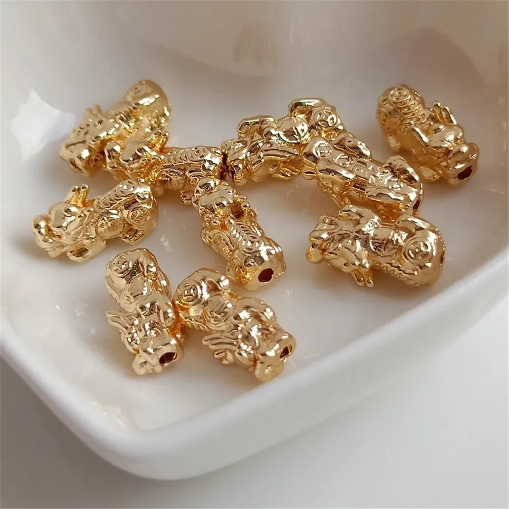 14K Gold-plated Qilin and PI Xiu Wealth-attracting Road Through DIY Scattered Beads Accessory Bracelet 15mm