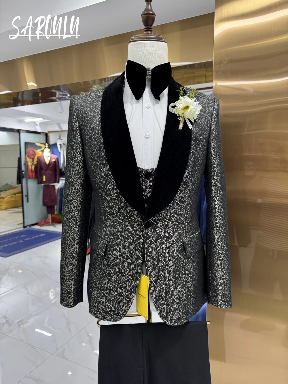 

New Arrival Luxurious 3-pieces Men's Suit Textured Shiny Groom Wear In Stock Successful Business Elegant Decent Customized Set