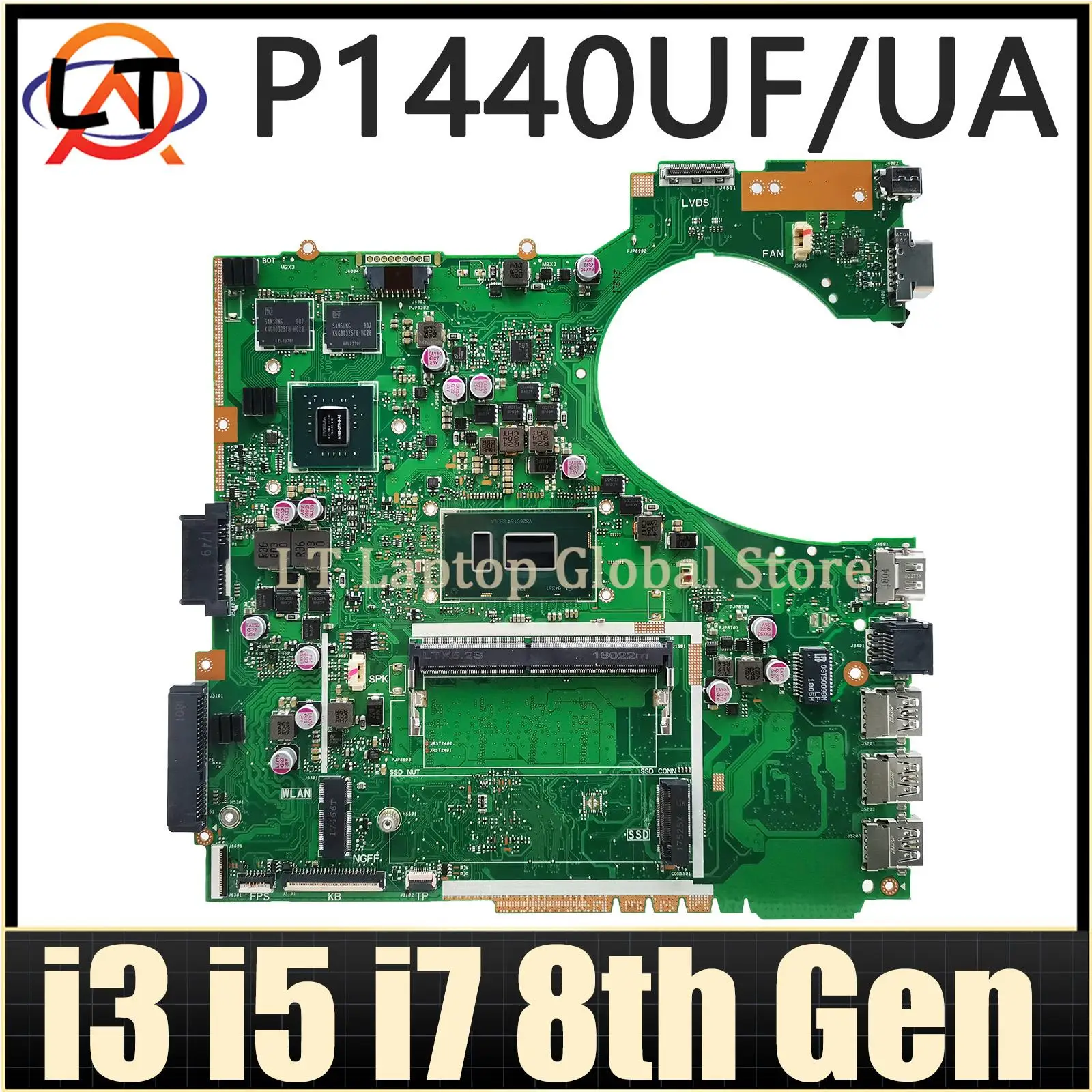 

Mainboard For ASUS P1440UF P1440UA P1440 P1440U Laptop Motherboard I3 I5 I7 8th Gen CPU 4GB-RAM 940MX/V2G UMA