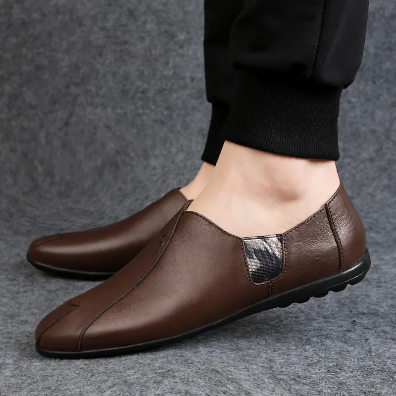 Zapatos informales para hombre, zapatos formales Sapato Masculino, zapatos de cuero genuino de talla grande, zapatos mocasines lujosos para hombre