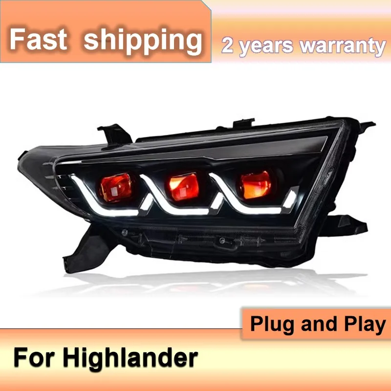 

Car Accessories for Toyota Highlander Headlamp 2012-2014 Highlander Headlamp DRL Turn Signal Low High Beam Projector Lens