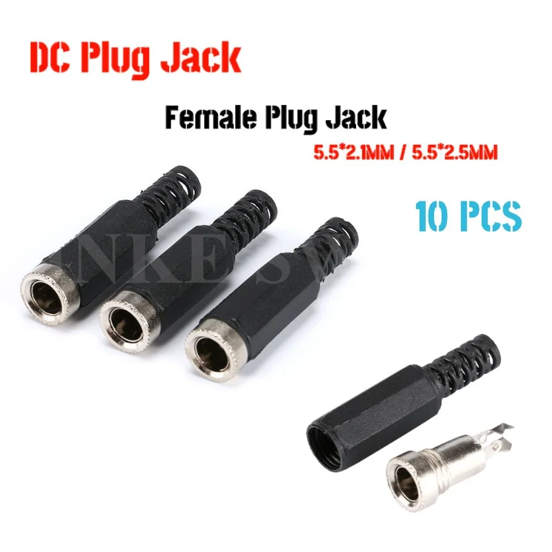 

10PCS Female DC Power Jack Plugs Socket Adapter Connector 2.1/2.5mm x 5.5mm For Socket Repairs Tool 5.5*2.1mm 5.5*2.5mm