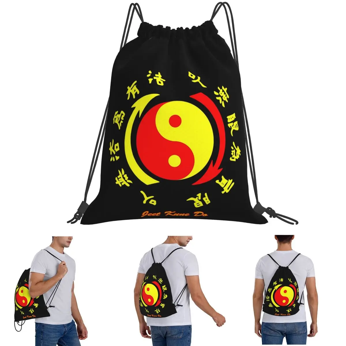 Jeet Kune Do Martial Art Academy 1967 Wing Chun Legend 3 Backpacks Portable Drawstring Bundle Pocket Shoes Bag Book Bags