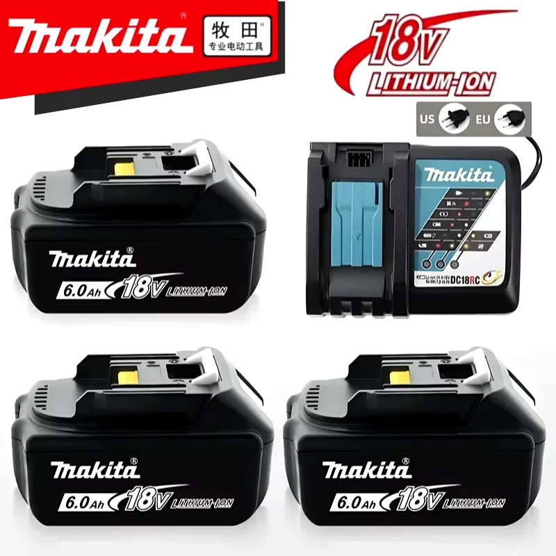 

Genuine Makita 18V 6Ah Rechargeable Power Tools Battery 18V makita with LED Li-ion Replacement LXT BL1860B BL1860 BL1850 Charger