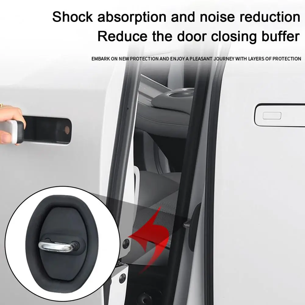 10Pcs Car Silicone Door Latch Protective Covers Noise-Reducing Door Lock Cover Universal Shock Pads Vehicle Door Lock Protectors