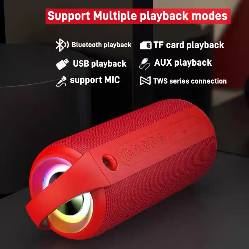 

Portable Strap Bluetooth Speaker Support TF Card Waterproof Support K Singing Wireless TWS IPX 6 Subwoofer Stereo Dual Speakers