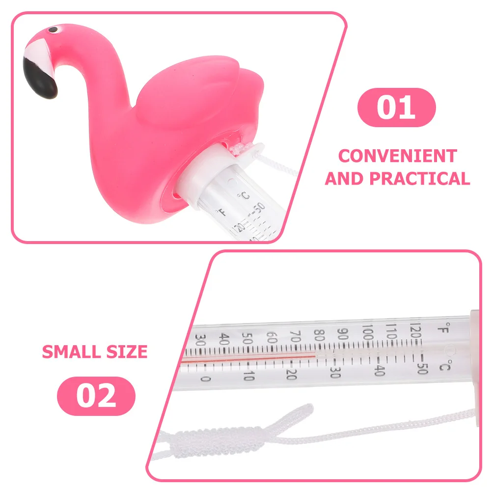 

2Pcs Durable Flamingo Pool Thermometer Floating Easy Read Large Display for Hot Tubs Ponds Spas Pool Thermometer