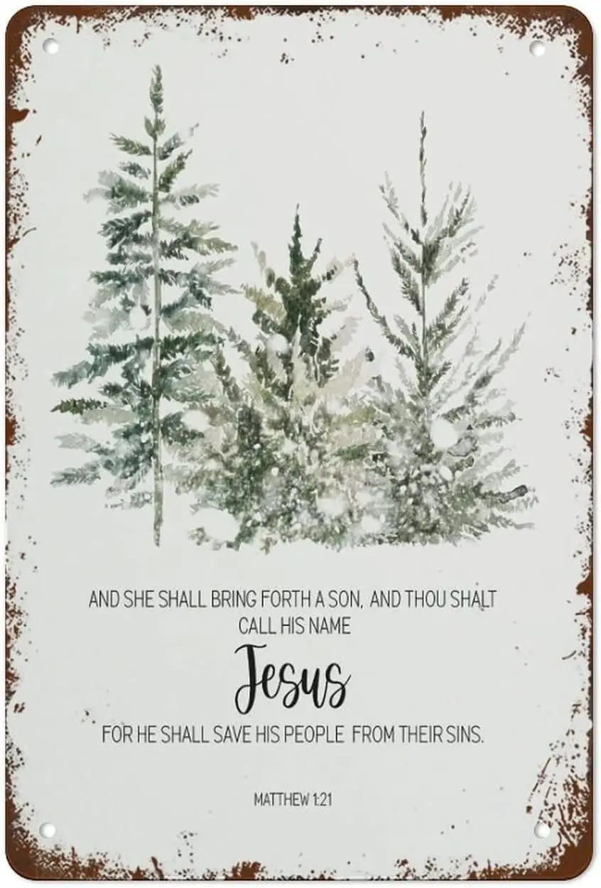 Youpinnong Watercolor Tree Metal Tin Sign Scripture Aluminum
