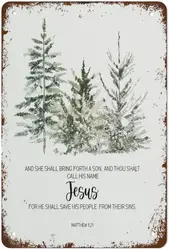 Youpinnong Watercolor Tree Metal Tin Sign Scripture Aluminum Poster Bible Verse Print Christmas Tin Sign Vintage Wall DecorFunny