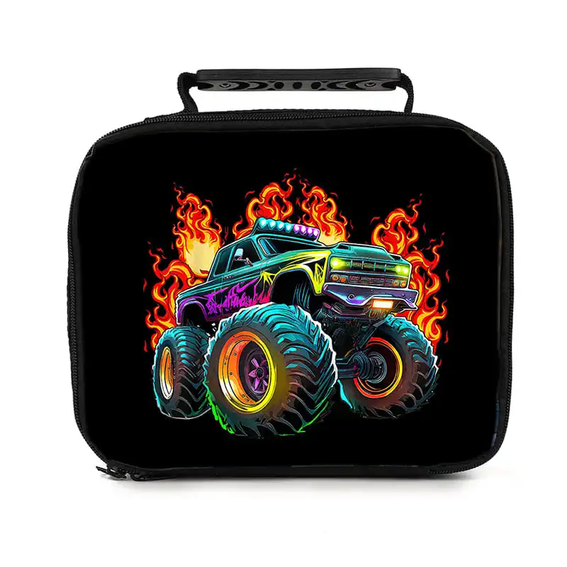 

Сумка для обедов с рисунком горящего грузовика для мальчиков и девочек, лучшие подарки, 2D мультяшная школьная сумка-бенто для пикника на природе для детей