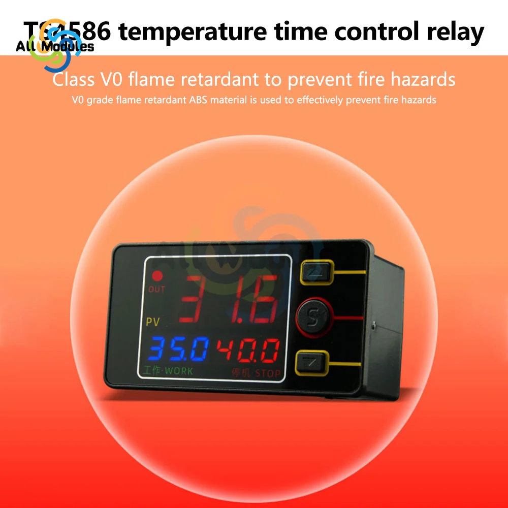 TS4586 Temperature / Digital Display Time Control Relay Control Module Active Output DC 12V DC 24V AC 110-220V