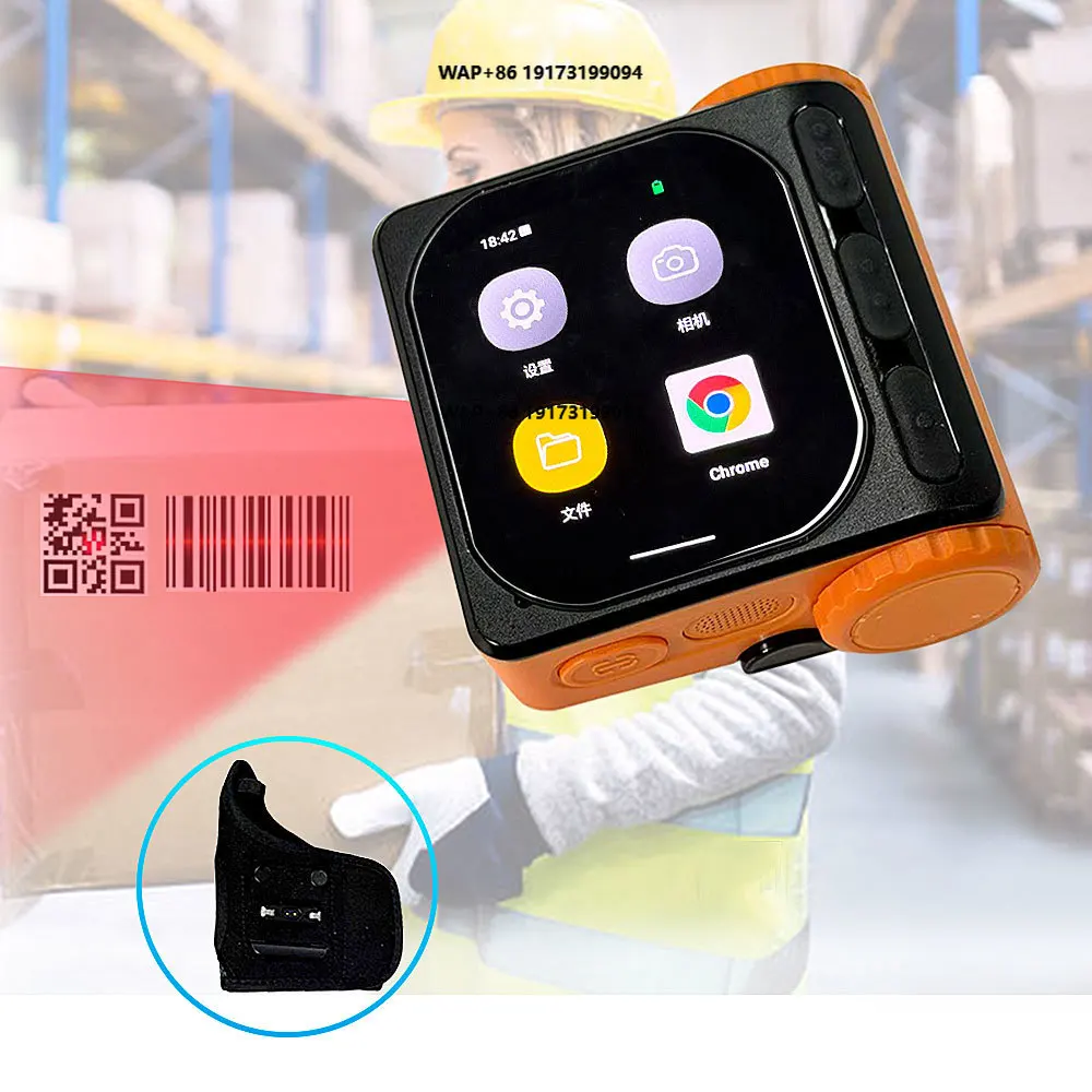 Edoo Portable Wireless BT Finger Ring 1D 2D QR Barcode Scanner With Wearable Armband Glove for Warehouse Logistics Courier