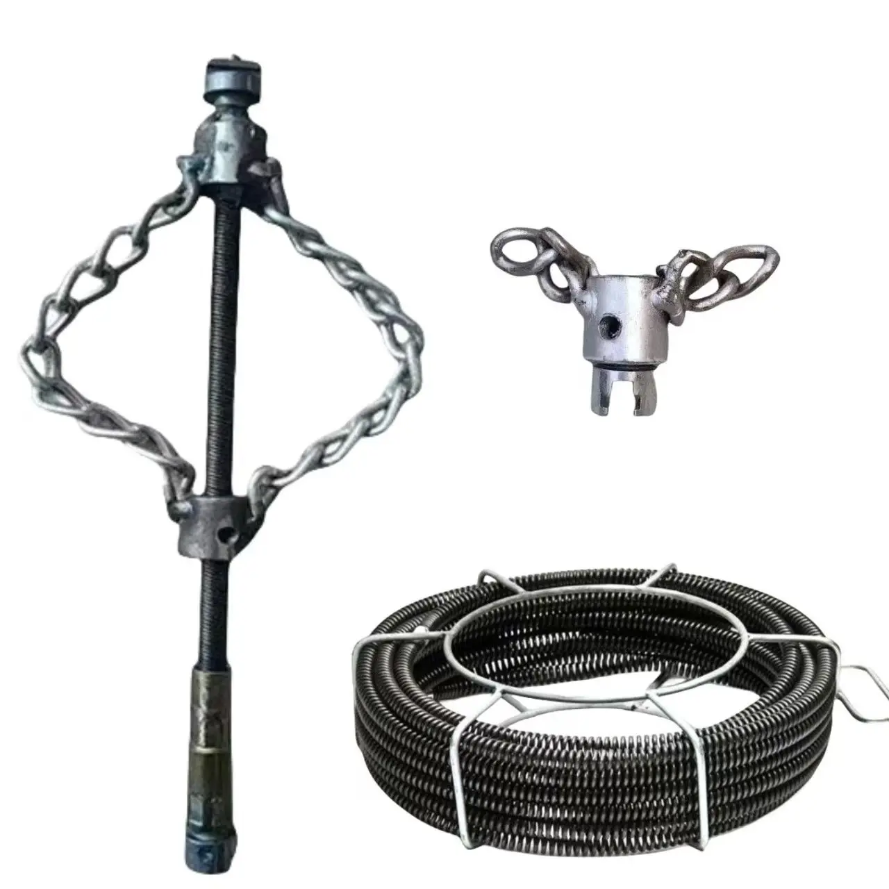 Chain dredger, pipe hard object cleaning, hard object blockage 16mm 22mm spring drill tool, adjustable sewer pipe steel wire