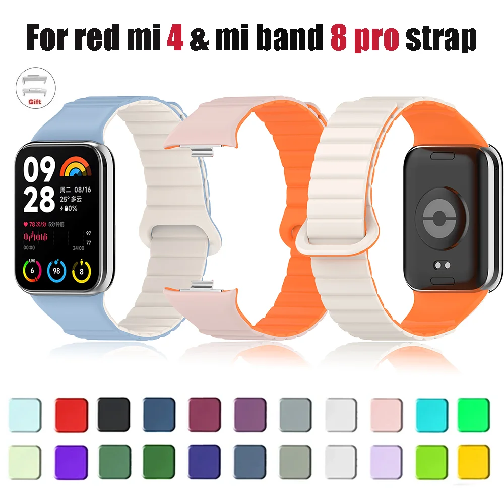 Pulseira de Loop Magnético para Xiaomi Mi Band 8 Pro, Pulseira de Silicone, Pulseira de Substituição, Pulseira
