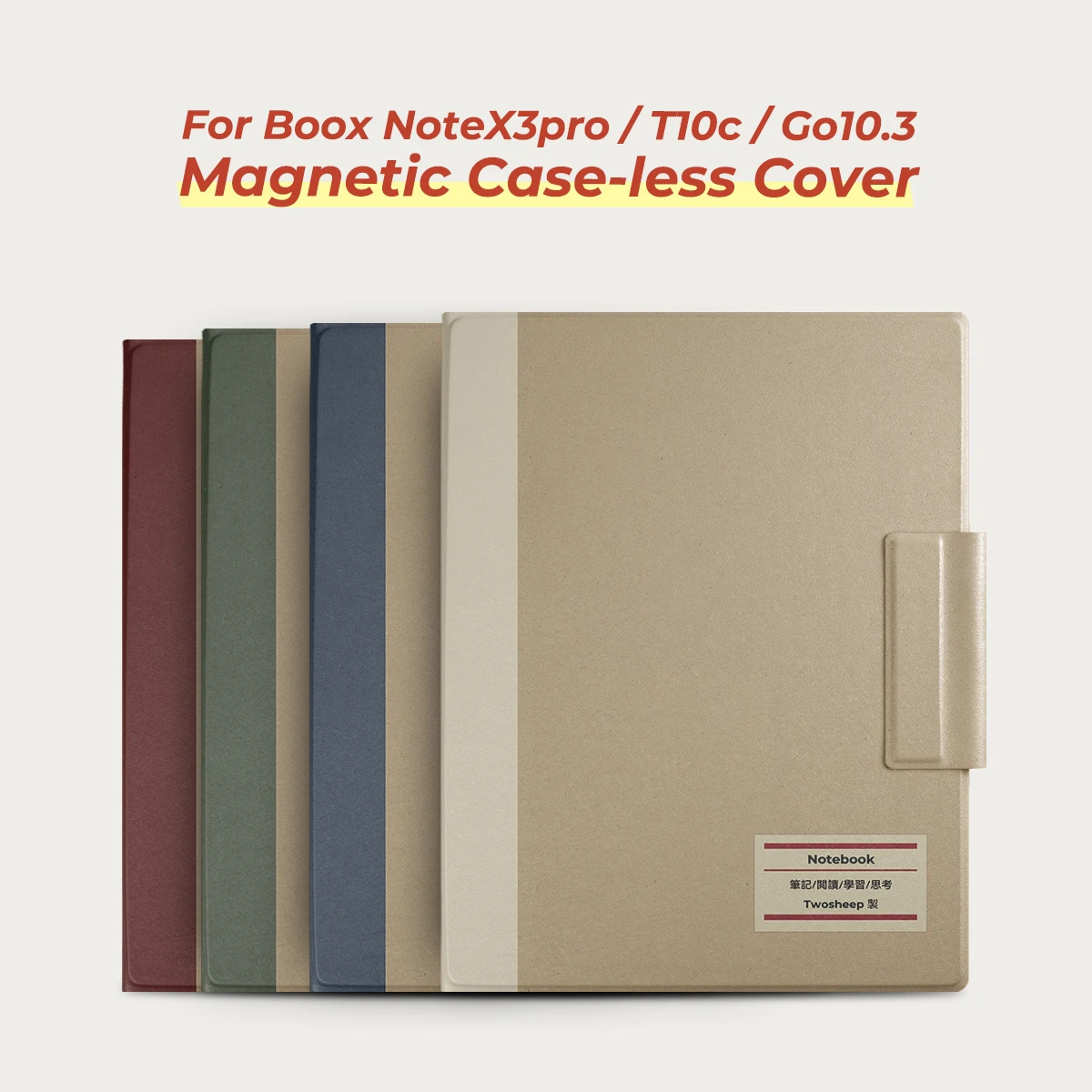 Twosheep Classic Notebook Magnetic Case suit for Boox Go10.3 GenII Lumi Go 10.3 10.3-Inch Auto Sleep Stand Slim Folio Cover Skin