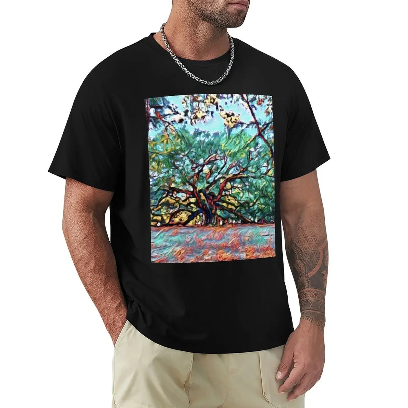 Angel Oak T-Shirt heavyweights kawaii clothes Blouse t shirt men