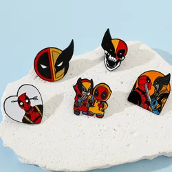 SET Brooch Deadpool & Wolverine Metal Brooch Decoration  Anime Kawaii Funny Personality DIY Badge Pin Accessories Birthday Gifts