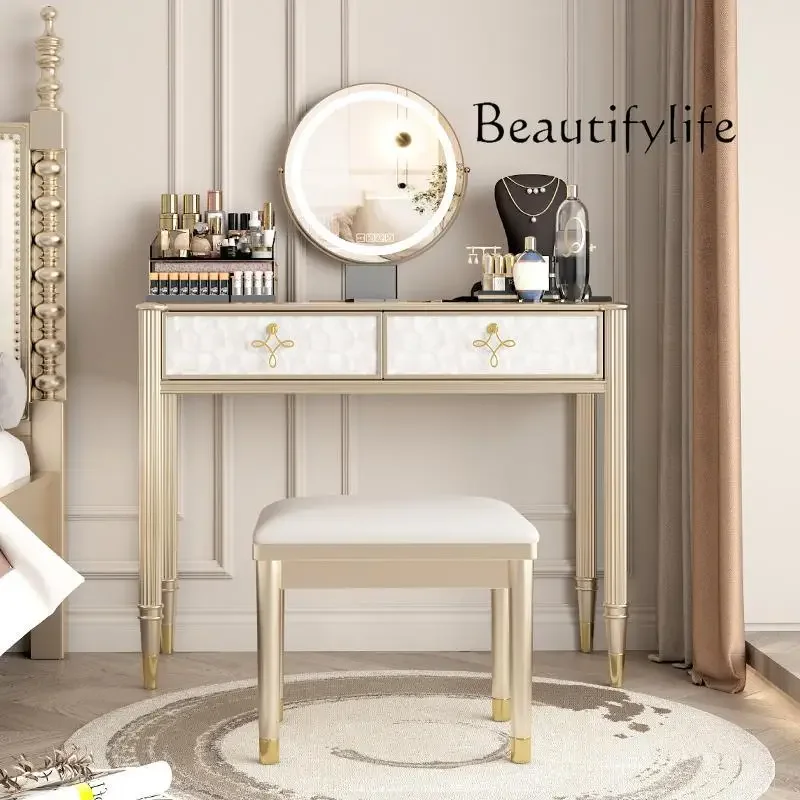 05-yj15 Solid wood dresser small apartment bedroom makeup table American light luxury premium shell makeup table dressing table
