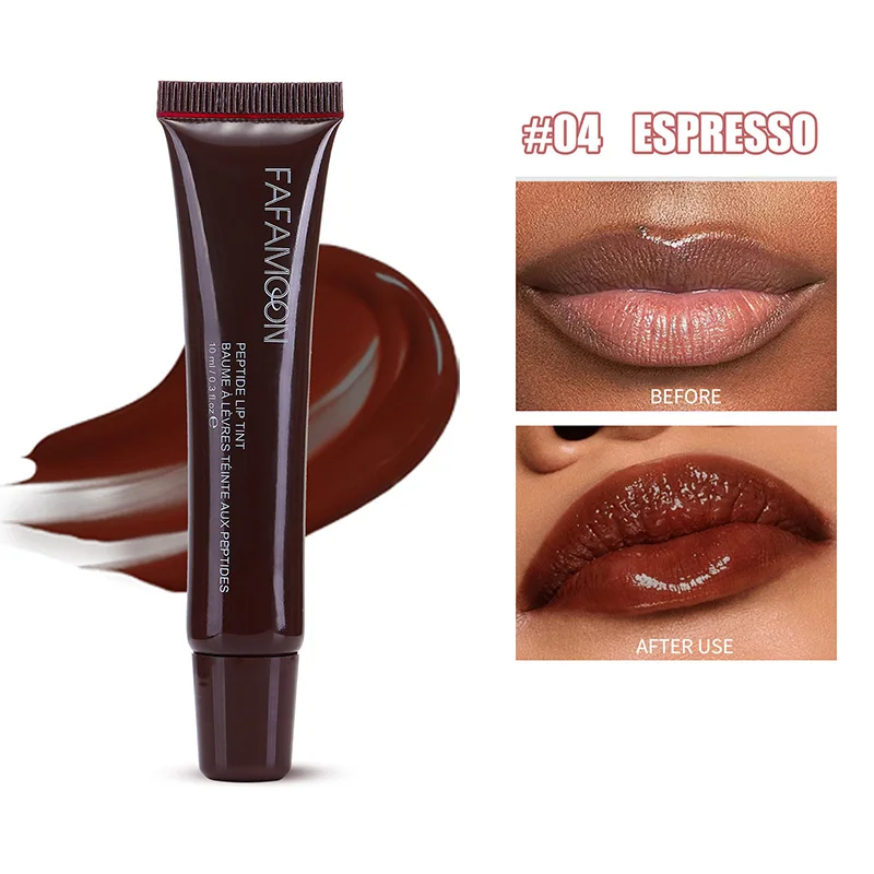 Bálsamo labial brillante de 5 colores, bálsamo labial hidratante, aceite de gelatina líquida, tinte labial, azúcar marrón, Rosa cereza, maquillaje de labios