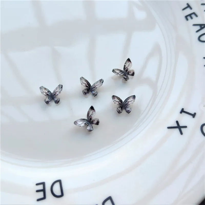 50 قطعة/الحزمة 52 أنماط فراشة مسمار الفن INS موضة لطيف فتاة التدرج الملونة الصلبة الراتنج الديكور مانيكير DIY بها بنفسك اكسسوارات