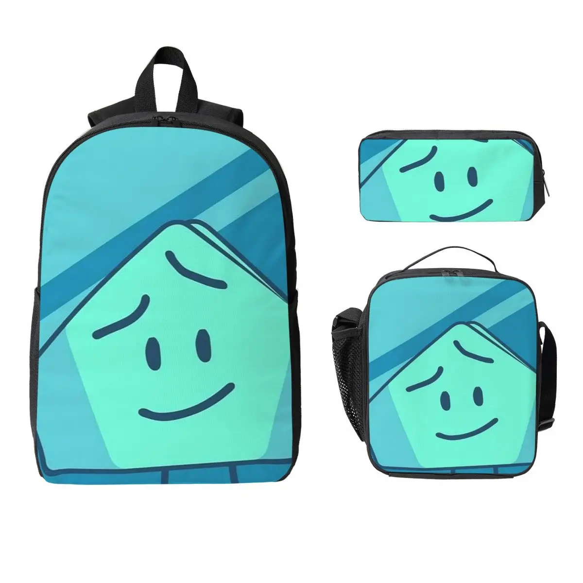 

BFDI Four BFB Backpack Student Boys Girls BookBag School Bag Laptop Shoulder Bags 3ps Insulated Lunch Bag Pencil Case